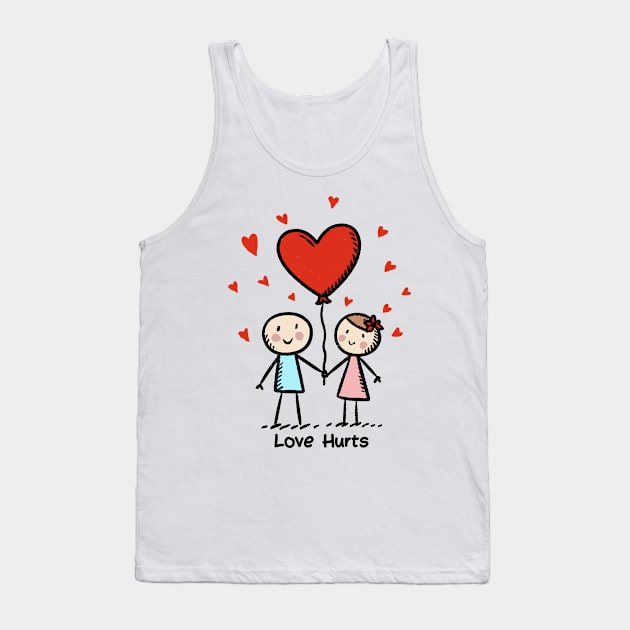 Stick Figure Lovers Couple Love Valentine's Day Tank Top by Macphisto Shirts